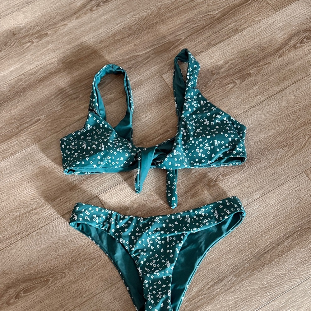 Zaful Teal Floral Bikini Set